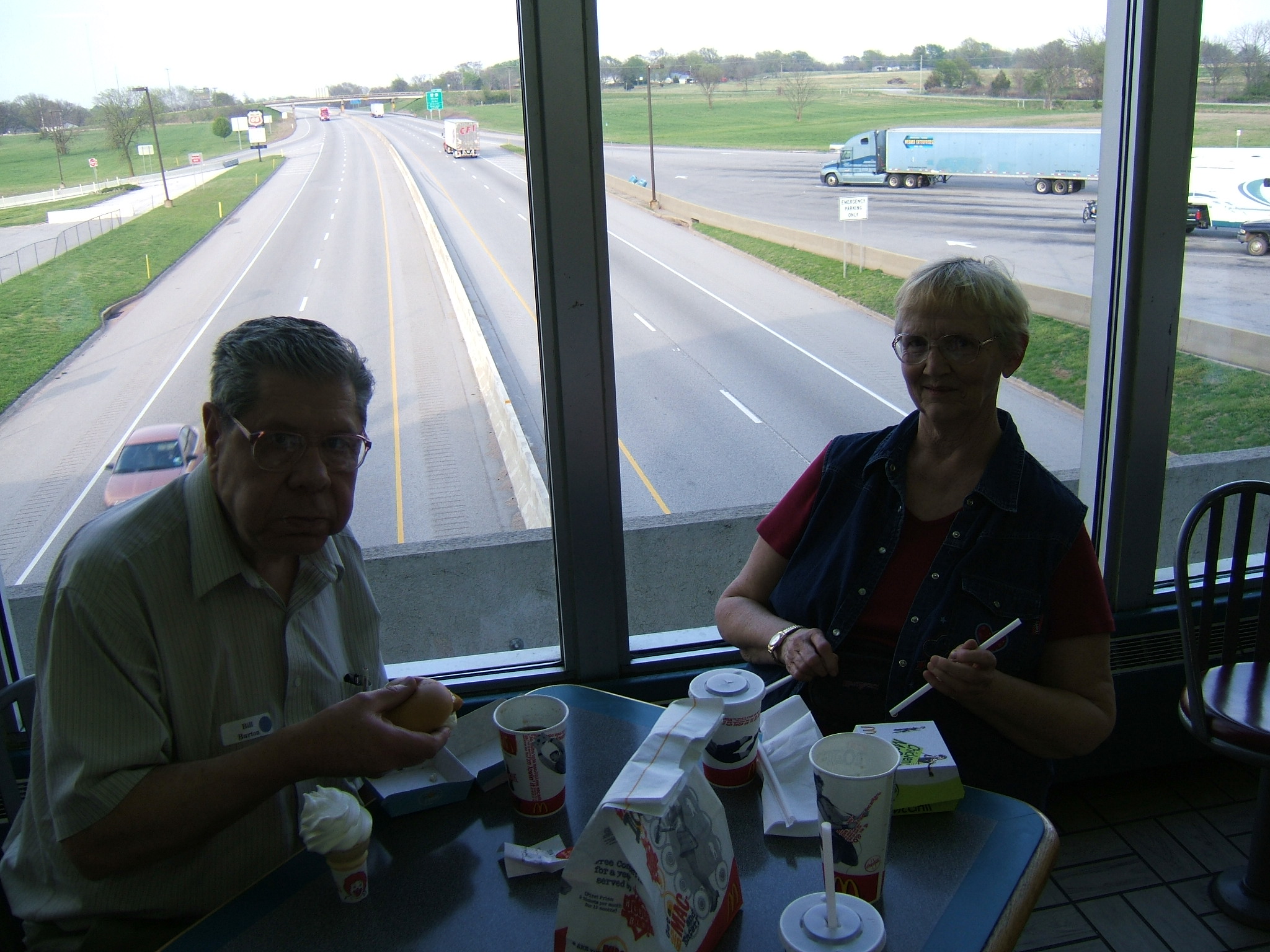 Bill and Grace chowing down at McDonald's